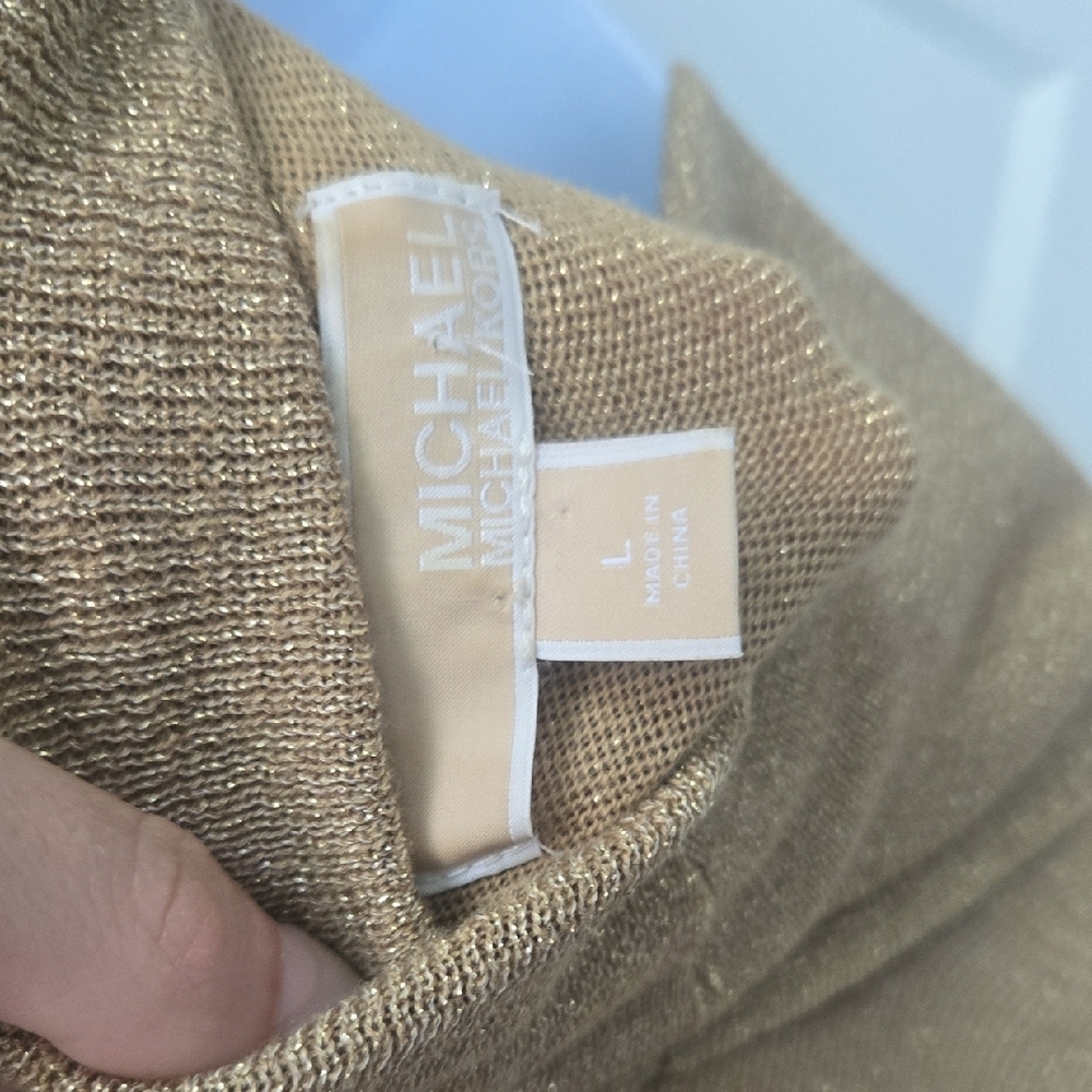 NEW MICHAEL Michael Kors Gold Cowl Neck Turtleneck Sweater - Picture 2 of 7